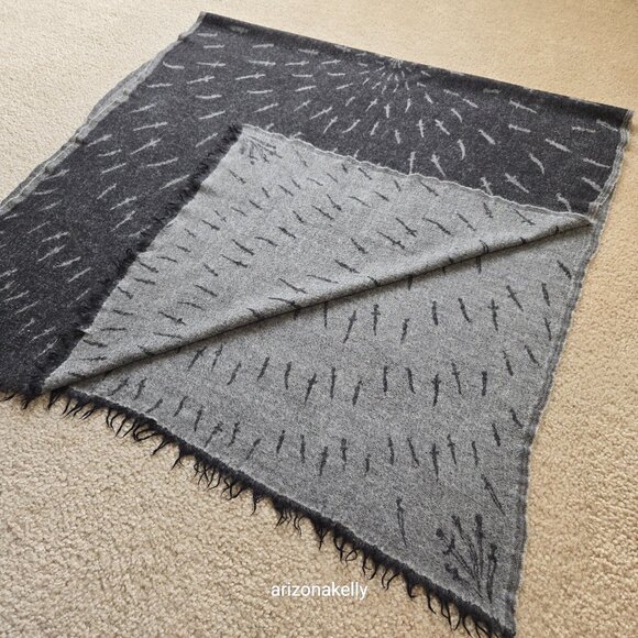 rag & bone Wool Dagger Scarf Reversible Black and Grey - Picture 5 of 13